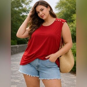 Women's Grace The Perfect Fit Red  Sleeveless Top Shirt 2X